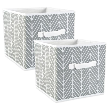 Convenience Concepts 13 in x 13 in x 13 in Nonwoven Herringbone Square Polyester Storage Cube, Grey, Set of 2 HI1582947